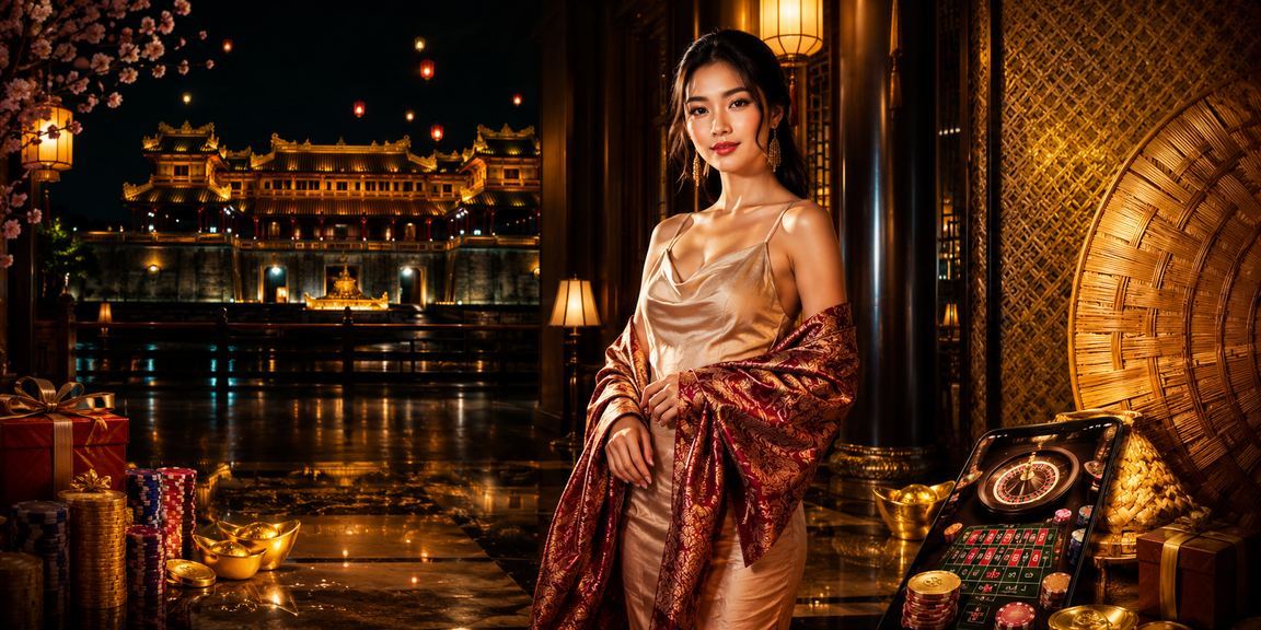 Cảnh chơi casino tại Huế với người đội nón lá - văn hóa địa phương