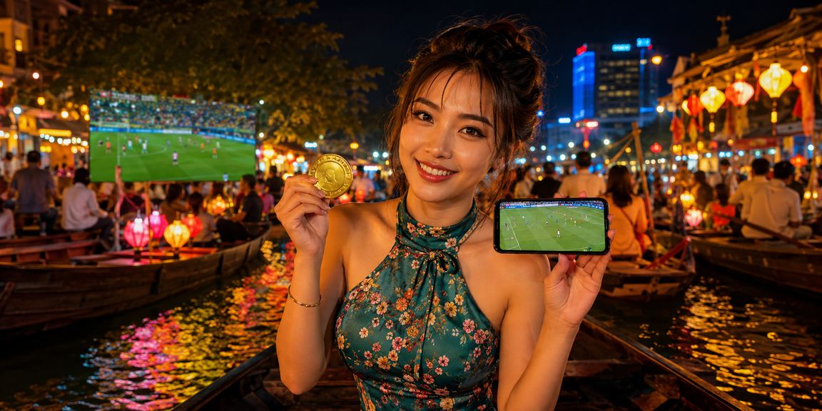 Người dùng Huế chơi casino trên điện thoại tại chợ đêm địa phương