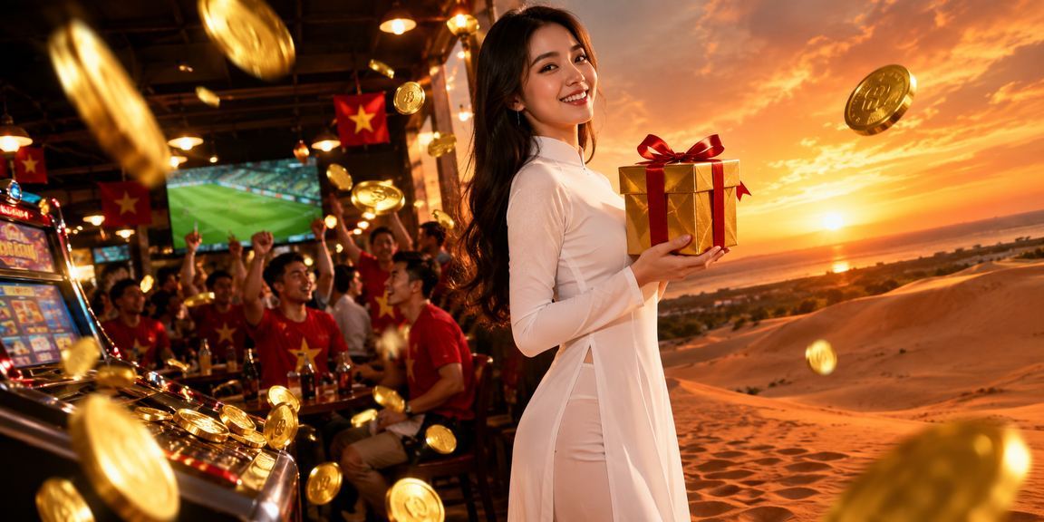 Cô gái mặc áo dài chơi slot game tại Mũi Né dưới ánh nắng